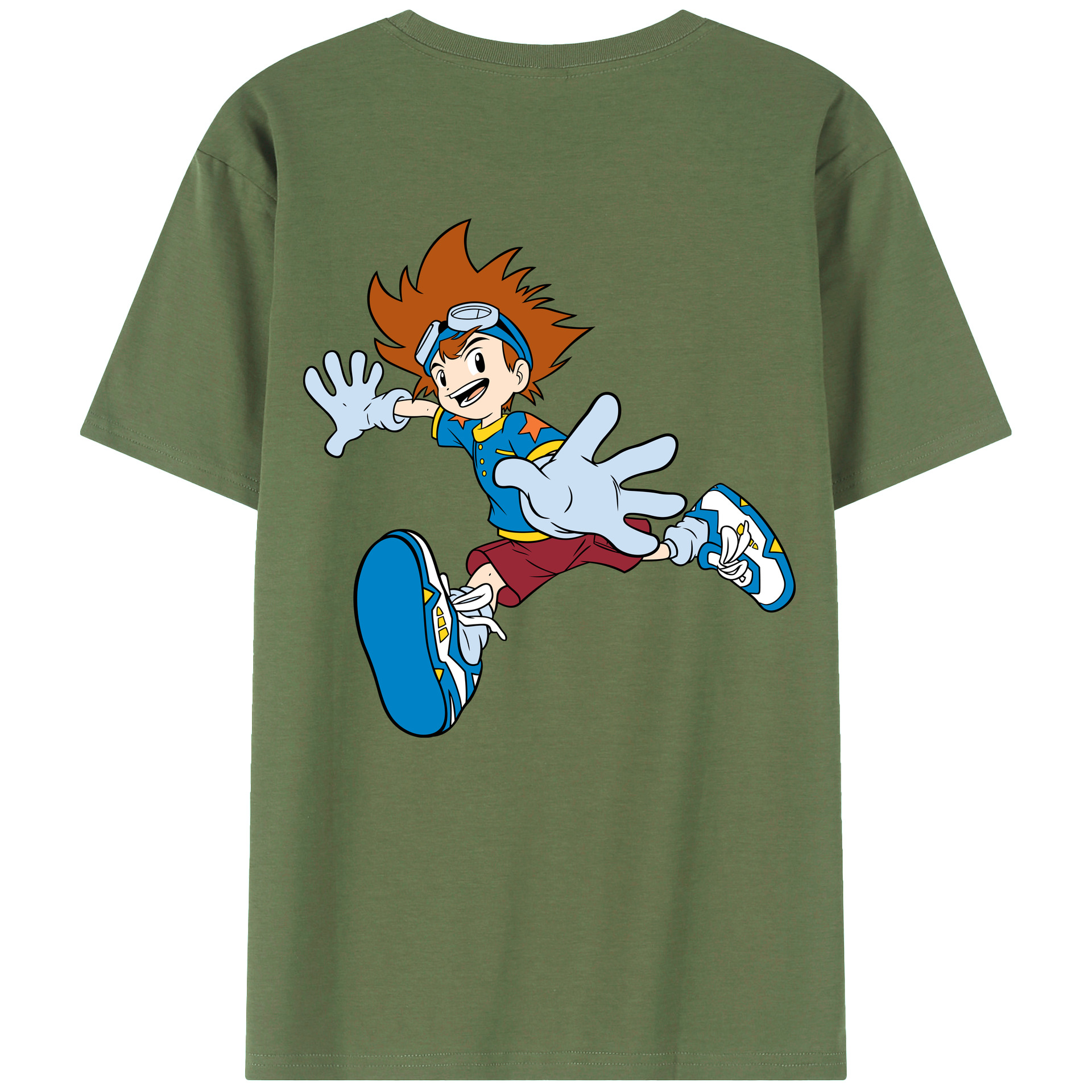 （画像用） Digimon デジタルモンスター/デジモン 綿100％ メンズ半袖Tシャツ（バックプリント） 通気性